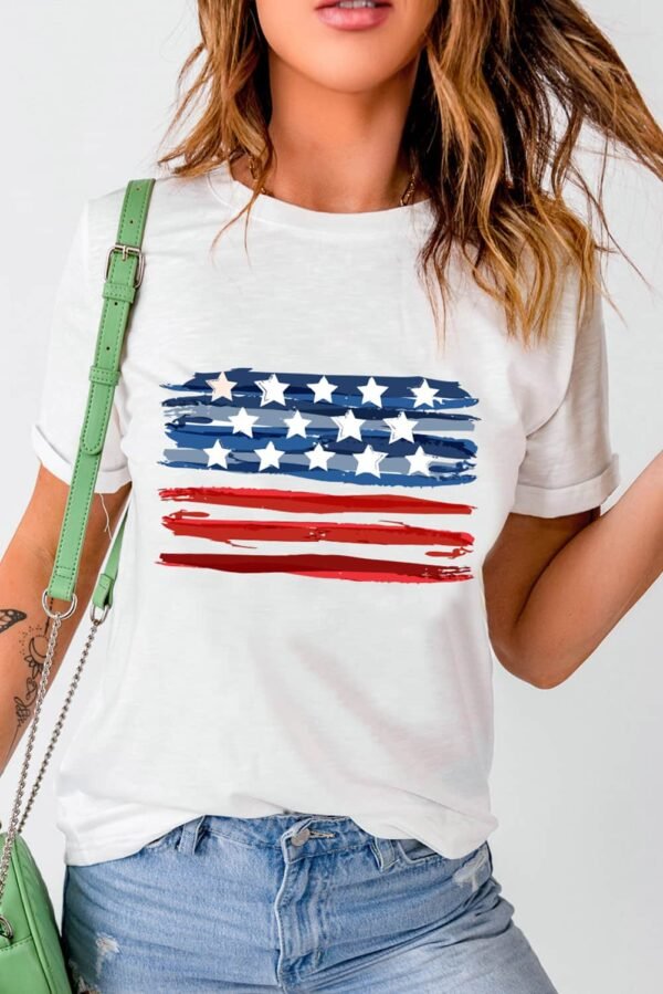 White American Flag Graphic Fashion Tee