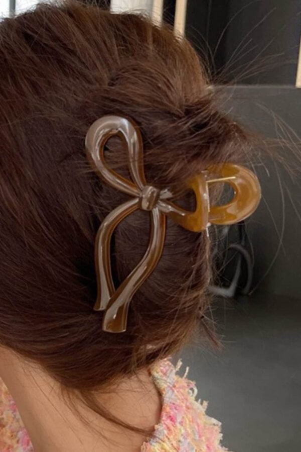 Coffee Long Tail Bow Knot Shape Claw Clip