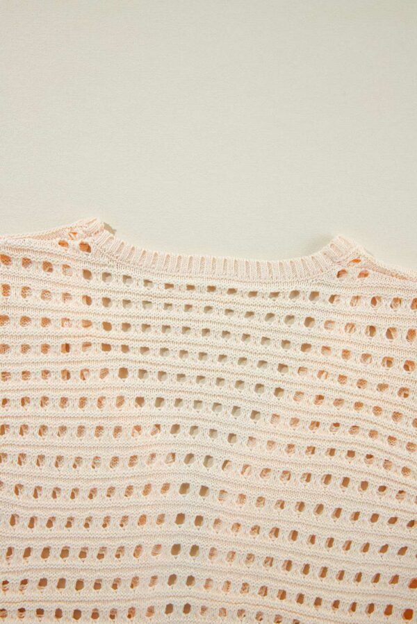 Apricot Solid Color Open Knit Textured Cardigan