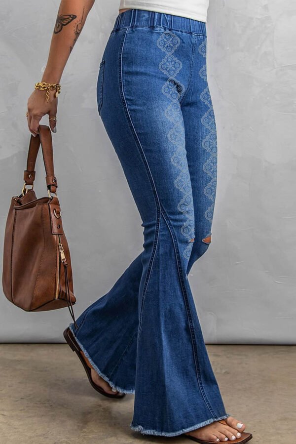 Blue Burn Distressed Rae Hem Bell Bottom Jeans