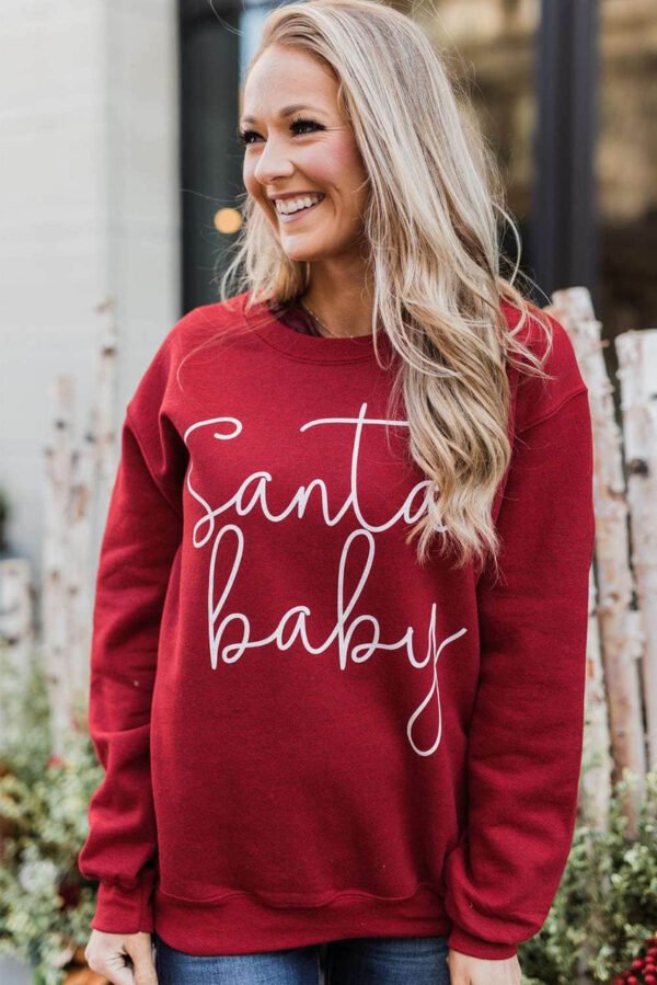 Christmas Santa Baby Print Pullover Sweatshirt