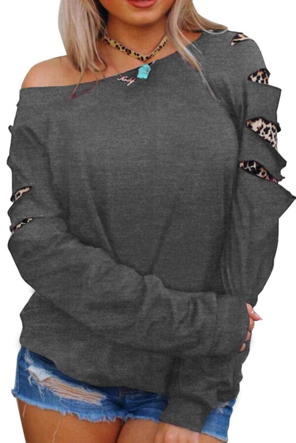 Leopard Insert Gray Sweatshirt