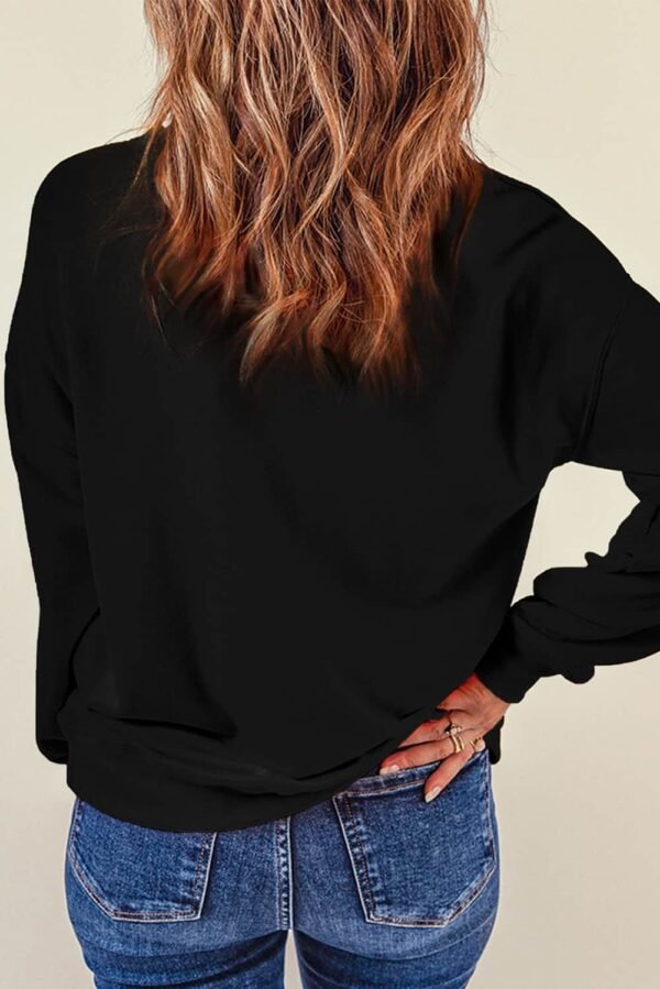 Black Eater Egg Sequin Patched Crew Neck Sweatshirt