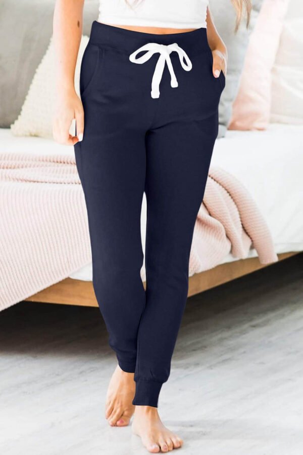 Navy Blue Drawstring Waist Pocketed Joggers