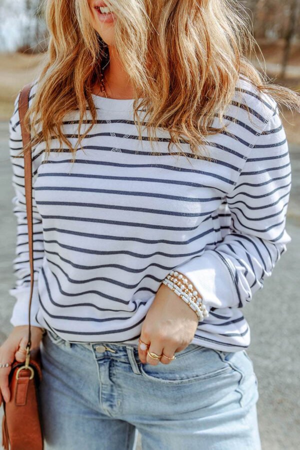 Stripe Printed Plus SIze Long Sleeve Top