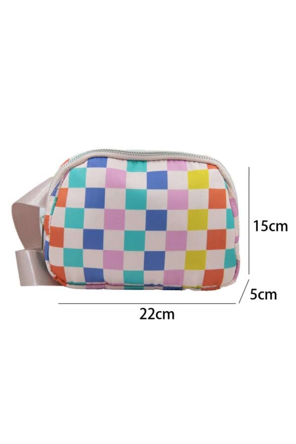 Pink Colorblock Checkered Printed Crossbody Bag