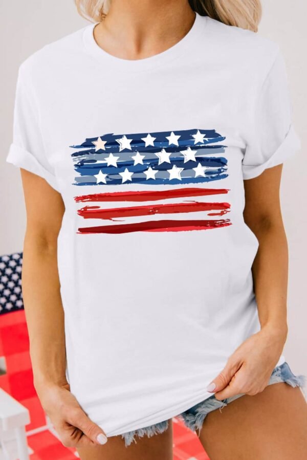 White American Flag Graphic Fashion Tee