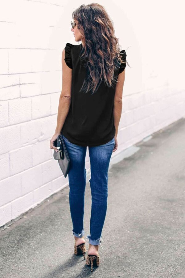 Black Flounced Tank Top