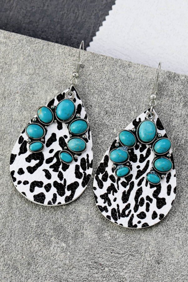 Multicolor Western Turquoise Cow Spots Water Drop Earrings