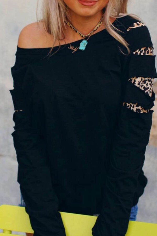 Leopard Insert Black Sweatshirt