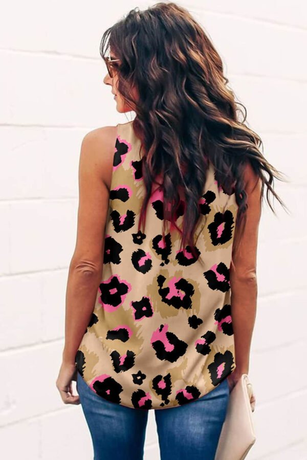 Leopard Frilled Collar Printed Tank Top