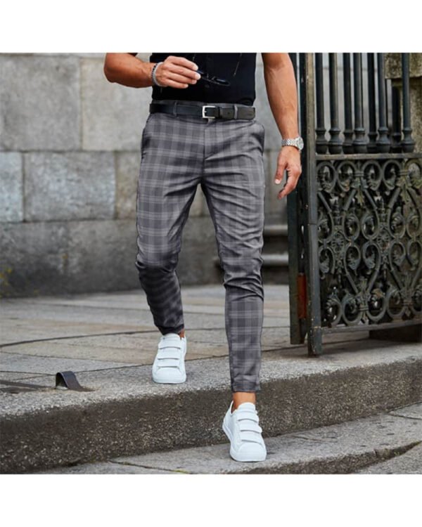 Plaid Print Pants Men’s Casual Trousers Loose And Thin