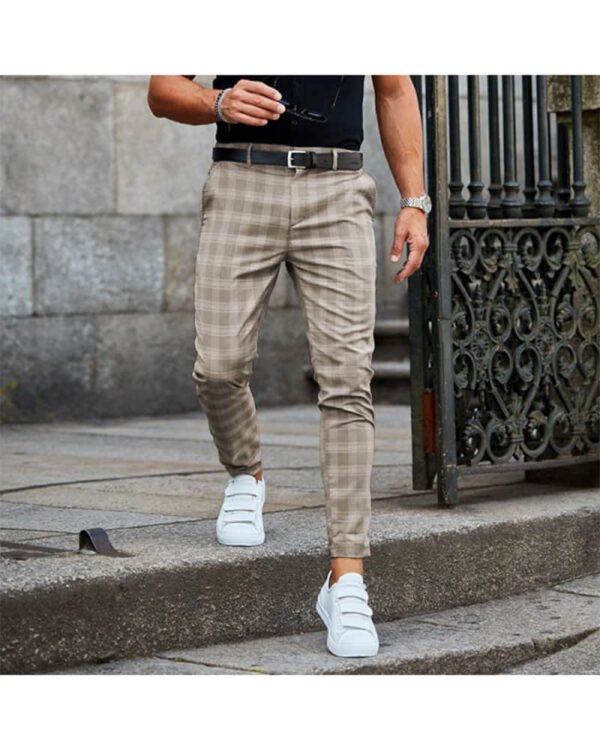 Plaid Print Pants Men’s Casual Trousers Loose And Thin