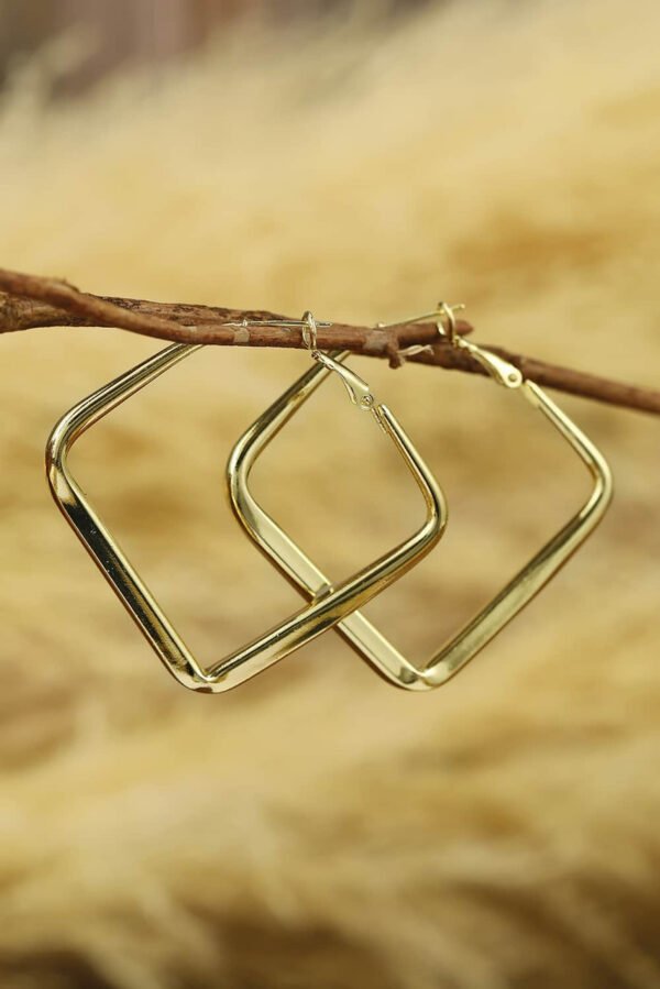 Gold Chunky Square Hoop Earrings
