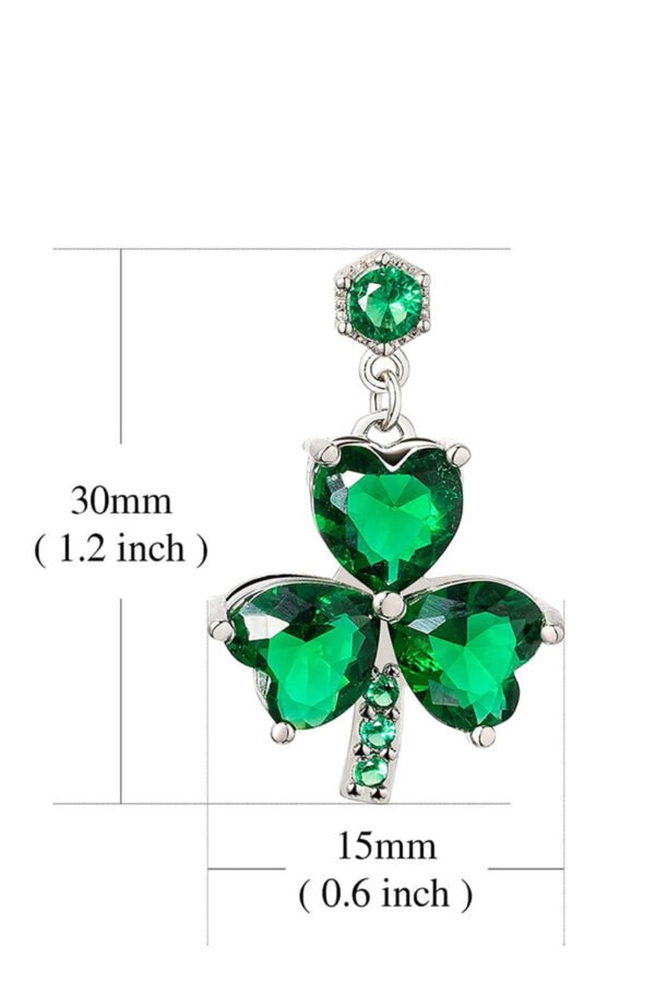 Mist Green Clover Diamond Studded Dangle Earrings