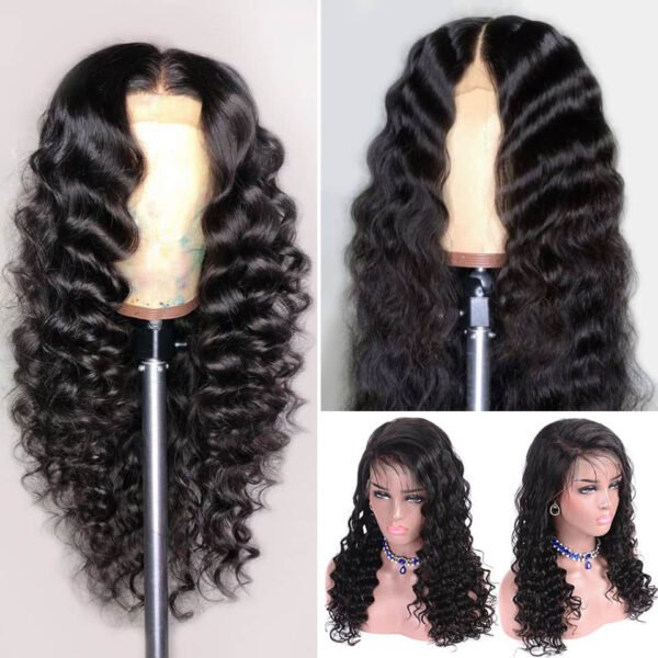 Fiber Front Lace Black Small Curly Wig