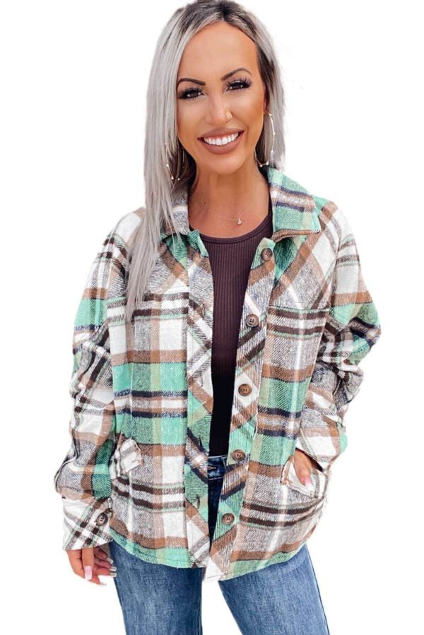 Green Plaid Shacket with Pocket