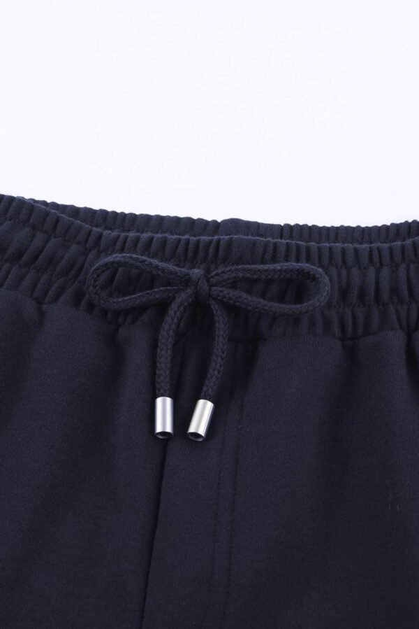 Blue Tie Waist Side Pockets Cuffed Lounge Shorts