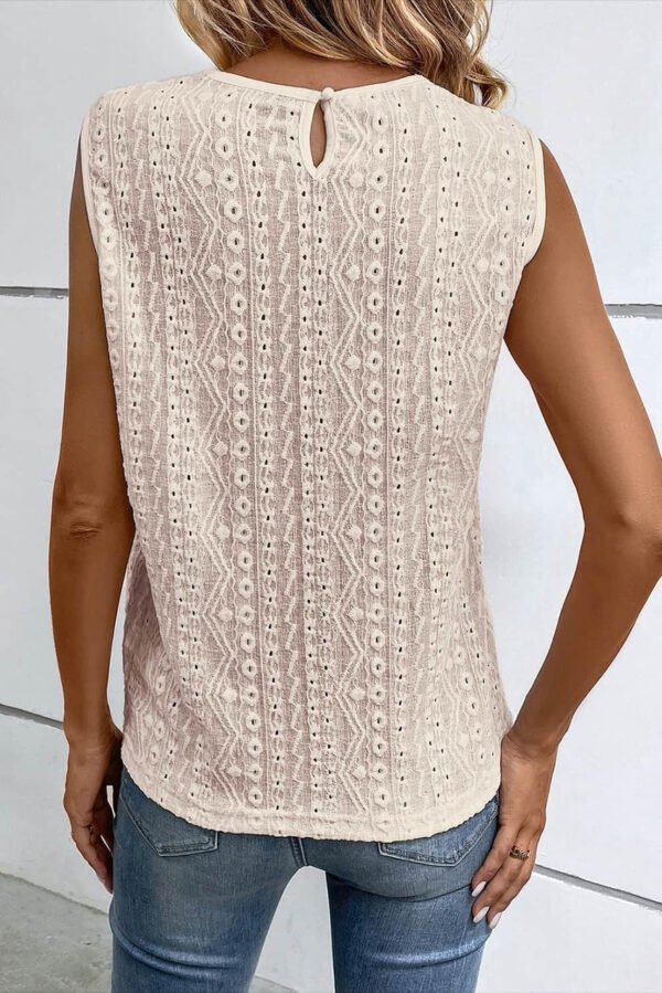 Apricot Guipure Lace Crochet Keyhole Back Tank Top