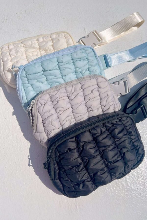 White Quilted Puffer Belt Bag Fanny Pack