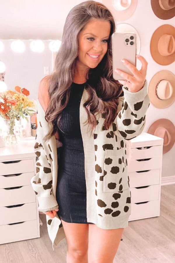 Leopard Animal Spotted Pattern Open Front Cardigan