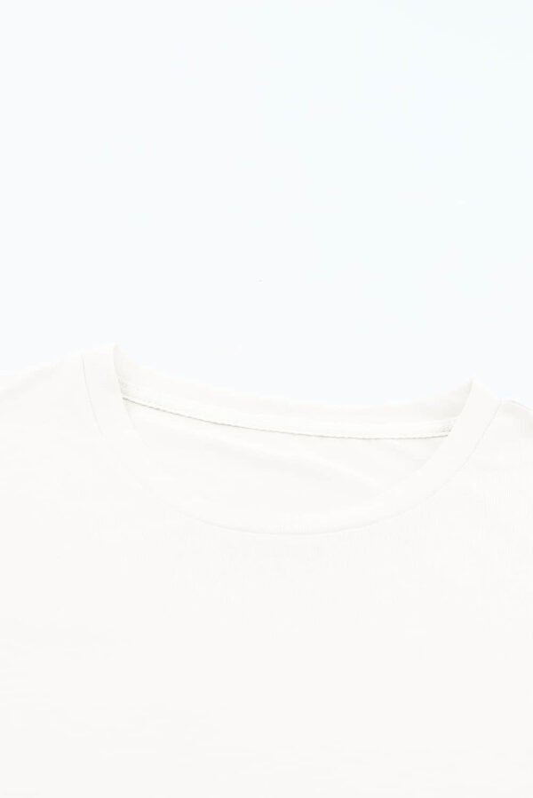 White Casual Plain Crew Neck Tee