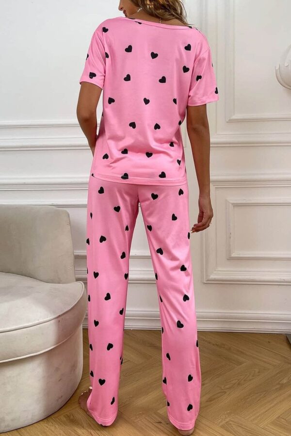 Pink Valentines Heart Print Tee and Pants Lounge Set