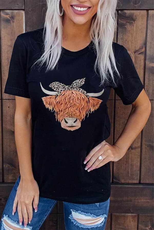 Cute Cattle Leopard O-Neck T-Shirt