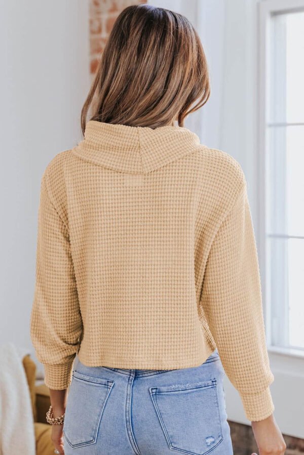 Apricot Solid Waffle Knit Turtleneck Long Sleeve Top