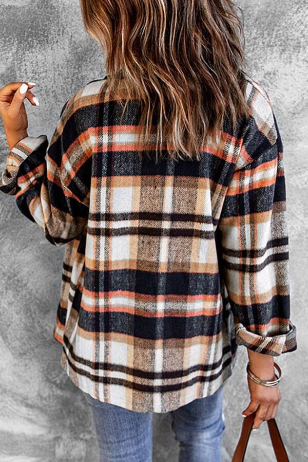 Blue Geometric Plaid Print Pocketed Shirt
