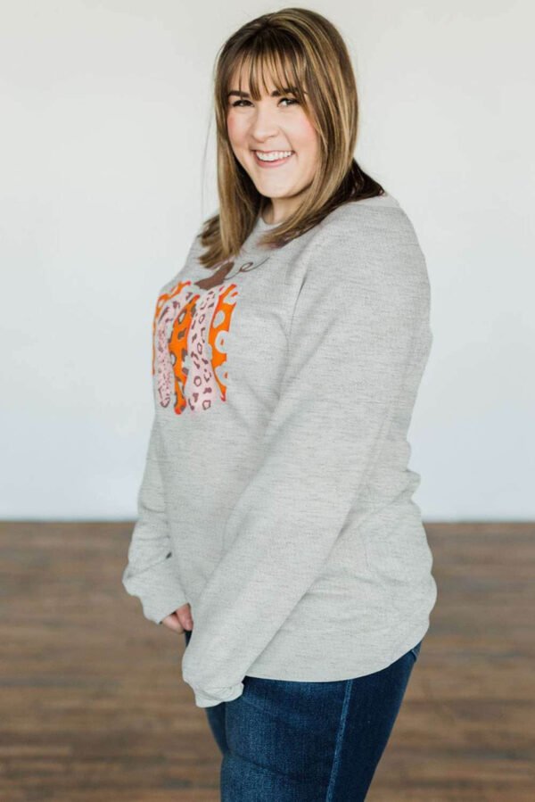 Halloween Pumpkin Leopard Print Plus Size Sweatshirt