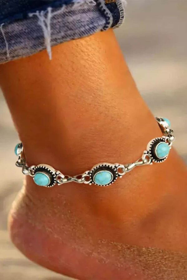 Silver Bohemian Turquoise Casual Anklet