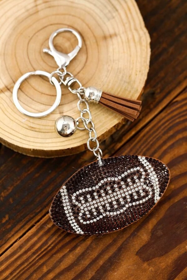 Coffee Rhinestoned Ball Pendant Tassel Key Chain