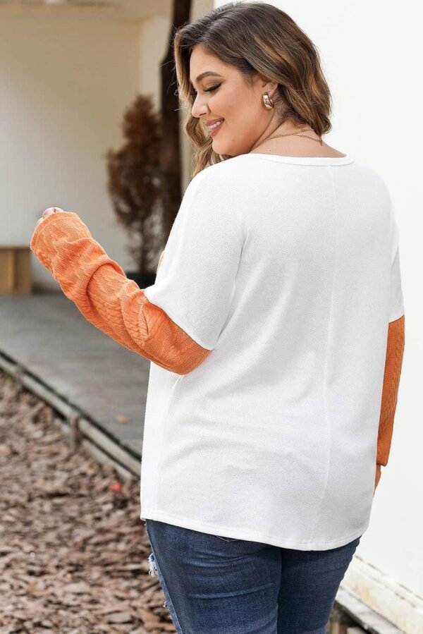 Chestnut Plus Size Color Block Textured Patchwork Top with Pocket