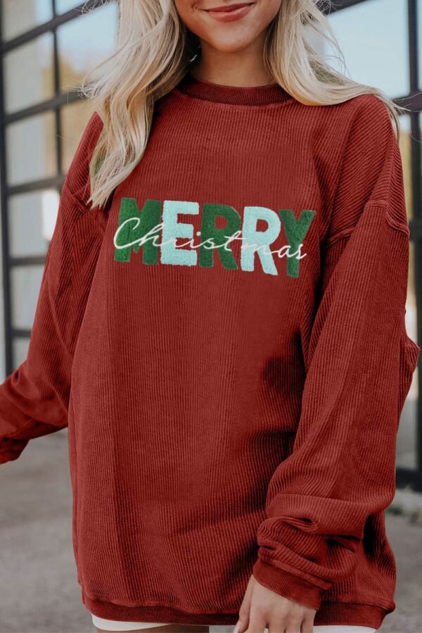 Racing Red MERRY Christmas Corded Pullover Sweatshirt