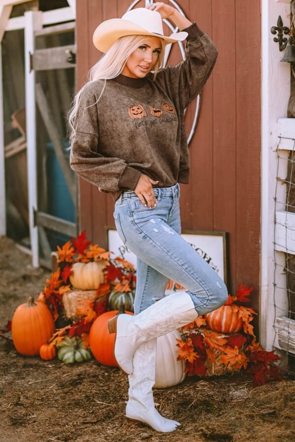 Brown Let’s Get Smashed Halloween Pumpkin Graphic Sweatshirt