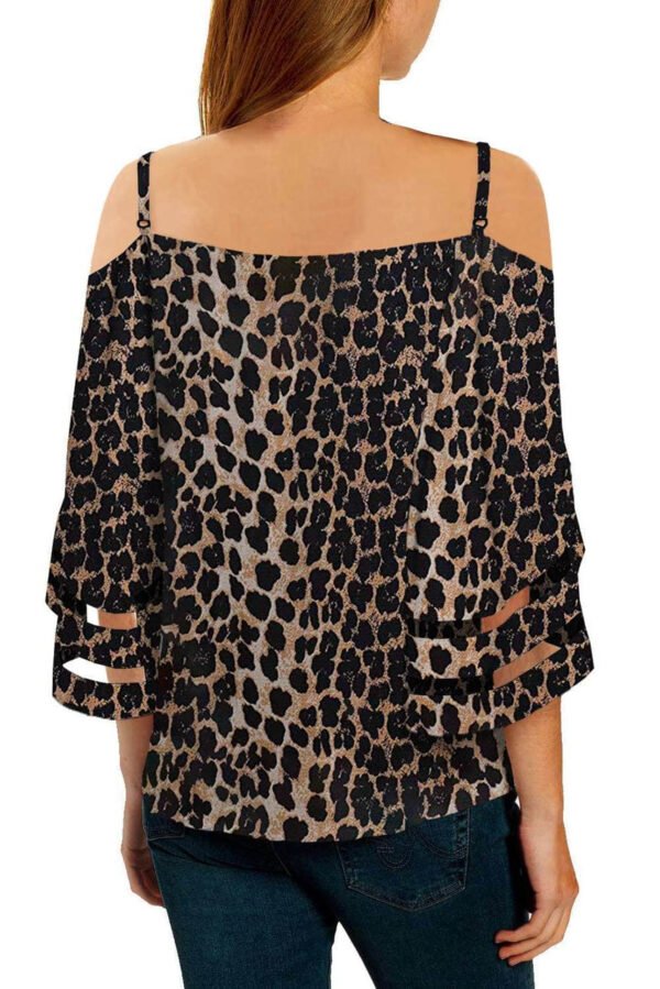 Leopard Cold Shoulder Blouse