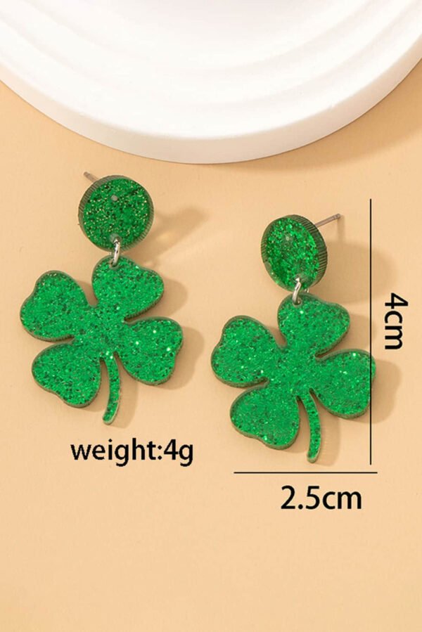 Blackish Green St Patricks Shamrock Shape Stud Earrings