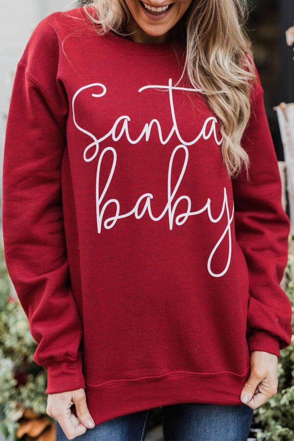 Christmas Santa Baby Print Pullover Sweatshirt