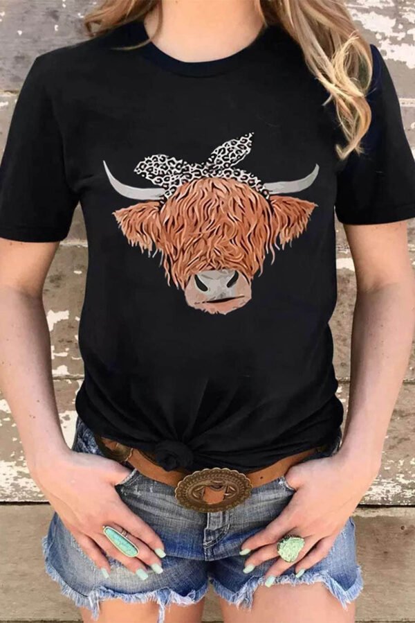 Cute Cattle Leopard O-Neck T-Shirt