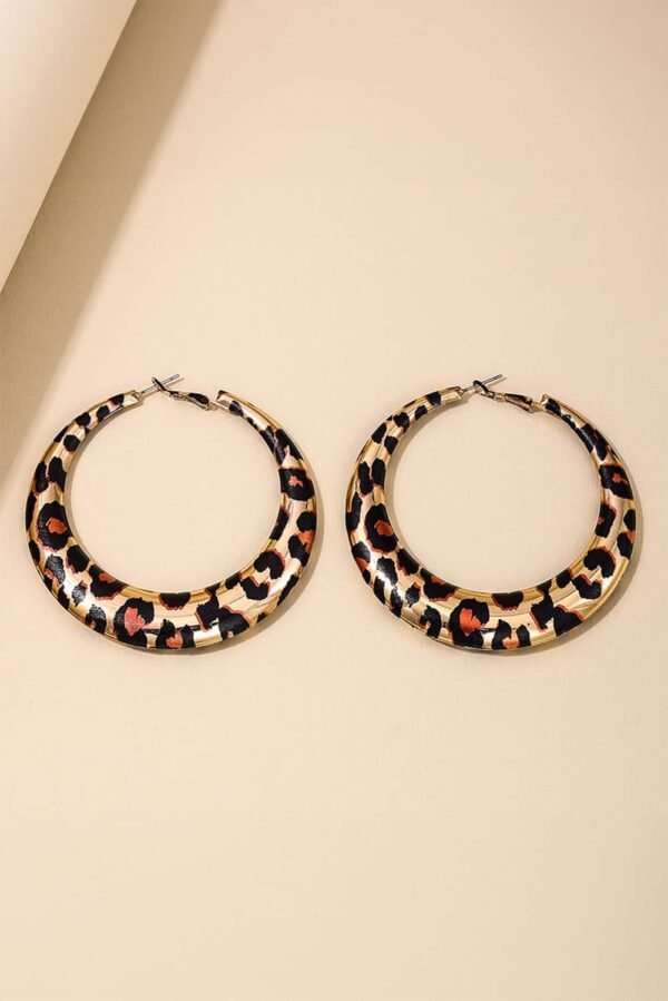 Brown Bold Leopard Ring Hoop Earrings