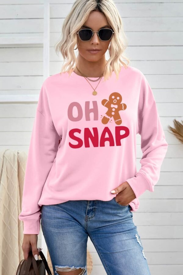 Pink OH SNAP Gingerbread Man Christmas Pullover Sweatshirt