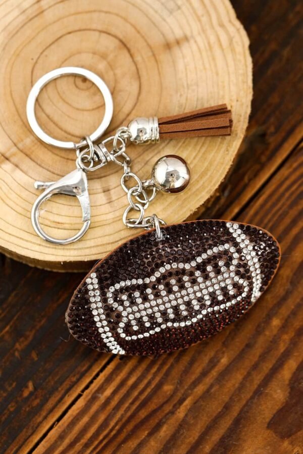 Coffee Rhinestoned Ball Pendant Tassel Key Chain