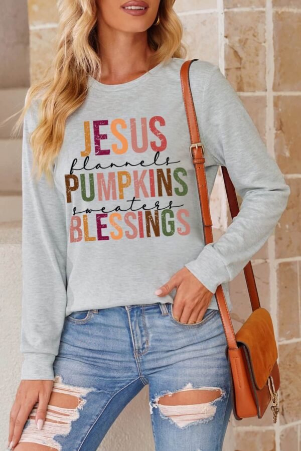 Gray JESUS PUMPKINS BLESSINGS Long Sleeve T Shirt