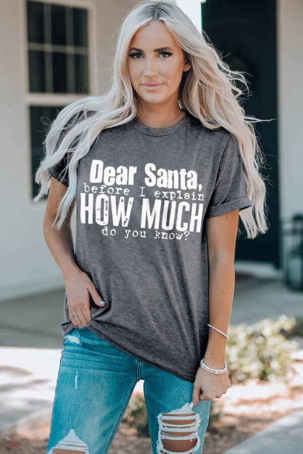 Gray Christmas Funny Saying Print Short Sleeve T Shirt