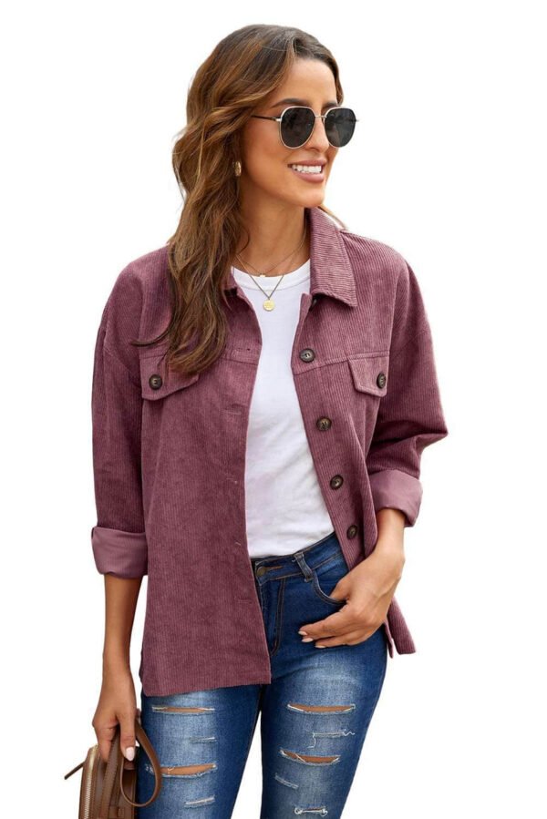 Corduroy Long Sleeve Button-up Shirt Coat