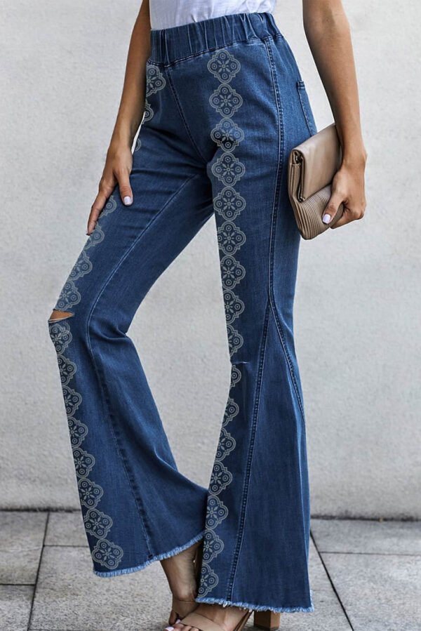 Blue Burn Distressed Rae Hem Bell Bottom Jeans