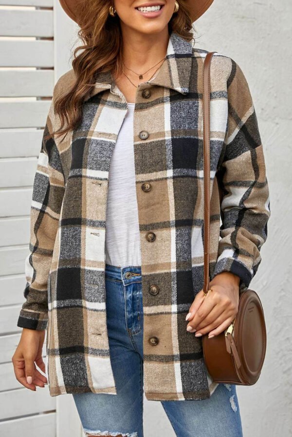 Plaid Print Buttoned Shirt Jacket