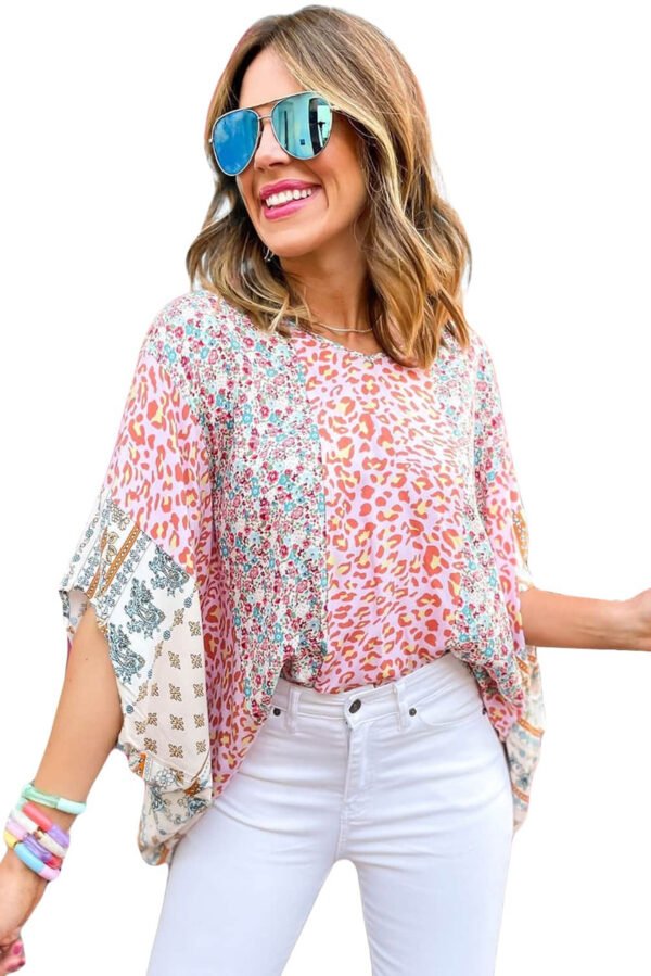 Multicolor Animal Floral Mix Print Cape Top