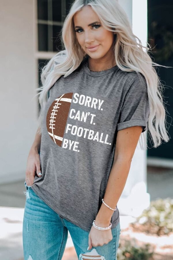 Gray American Football Graphic Casual T Shirt